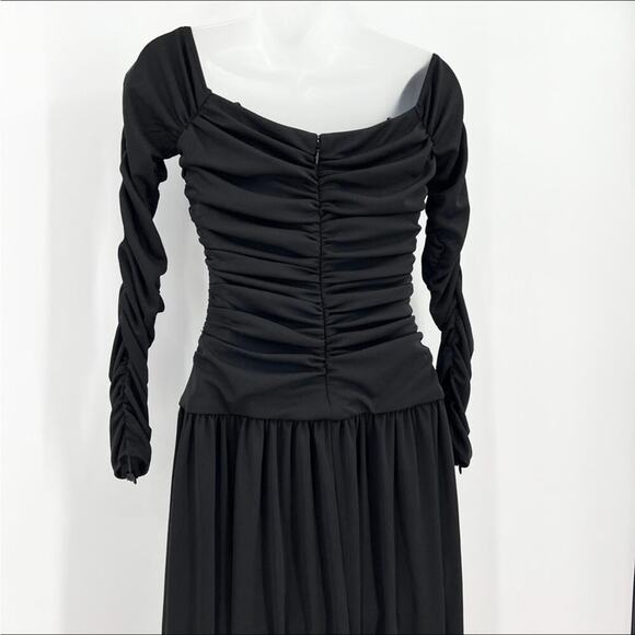 TANYA TAYLOR Marla Ruched Maxi Fit and Flare Dress Off Shoulder Long Sleeve NEW - Picture 11 of 15